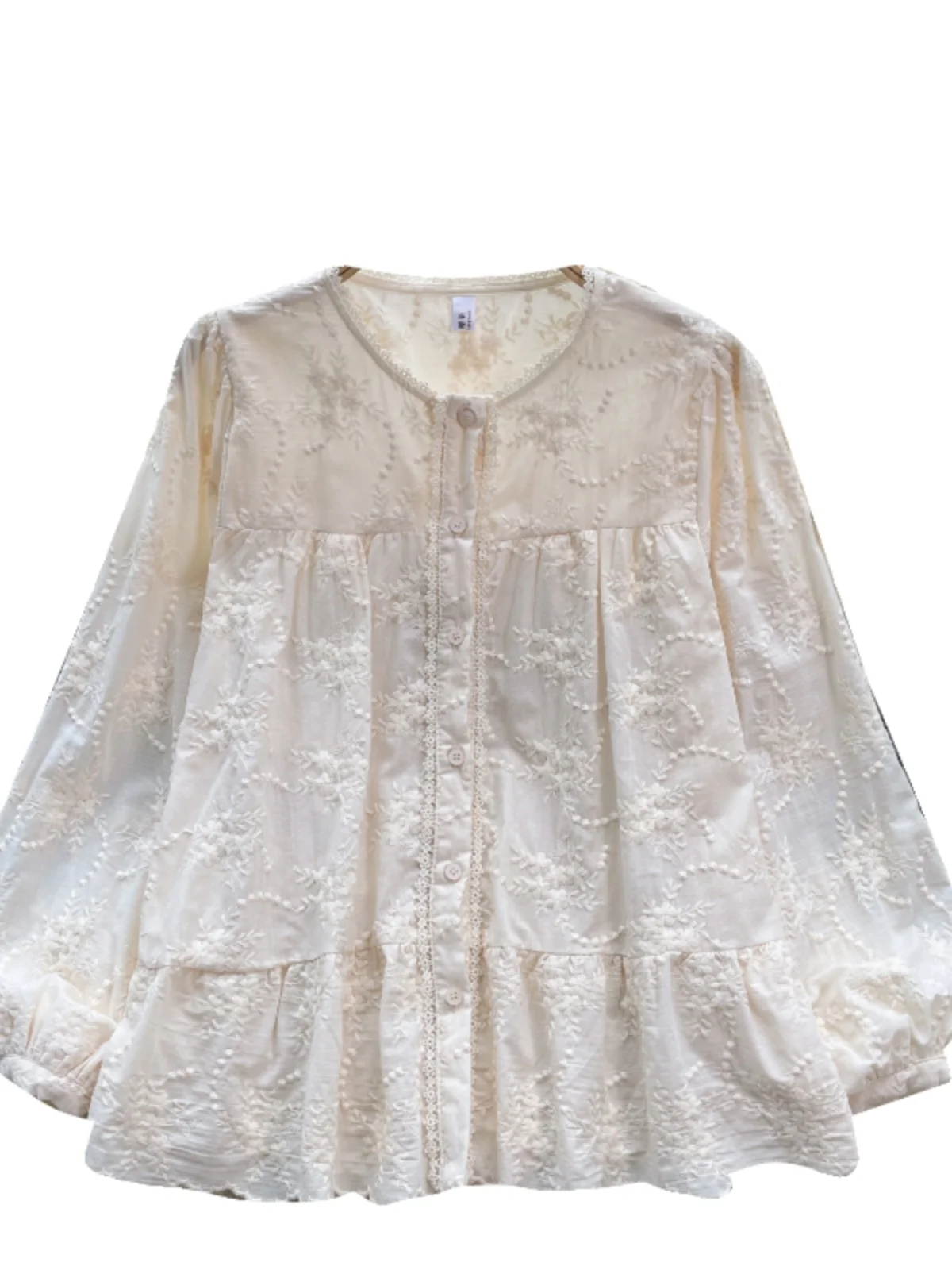 Doux Anti-âge brodé longue Sve irt japonais Sle forêt fille travail lourd coton ample polyvalent poupée irt