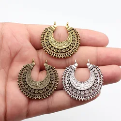 WYSIWYG 2pcs 38x37mm Antique Silver Color Crescent Pendant Earring Connector For Jewelry Making
