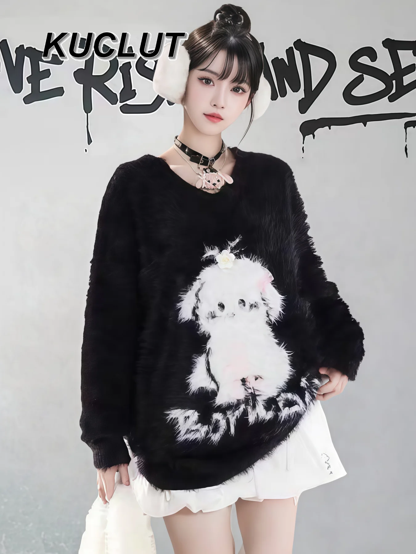 

Милый и милый пуловер с v-образным вырезом для девочек, свитер для женщин, осенние и зимние свитера, свободный повседневный бархатный вязаный топ Femme