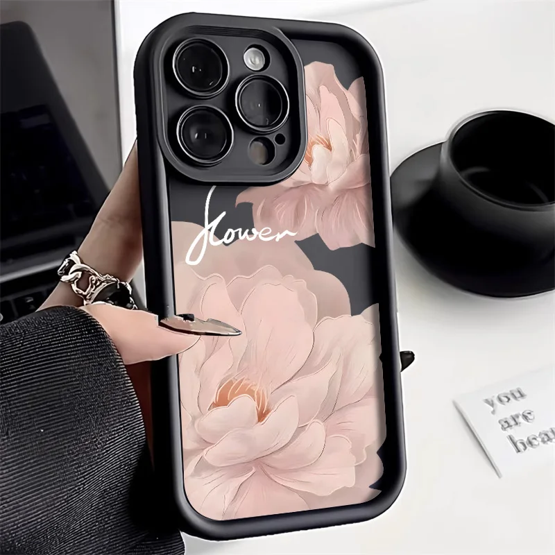 حافظة هاتف على شكل زهرة جميلة لهاتف آيفون 11 13 15 14 12 16 Pro Max 16e 7 8 Plus XR X XS SE غطاء مقاوم للصدمات من السيليكون السائل الناعم