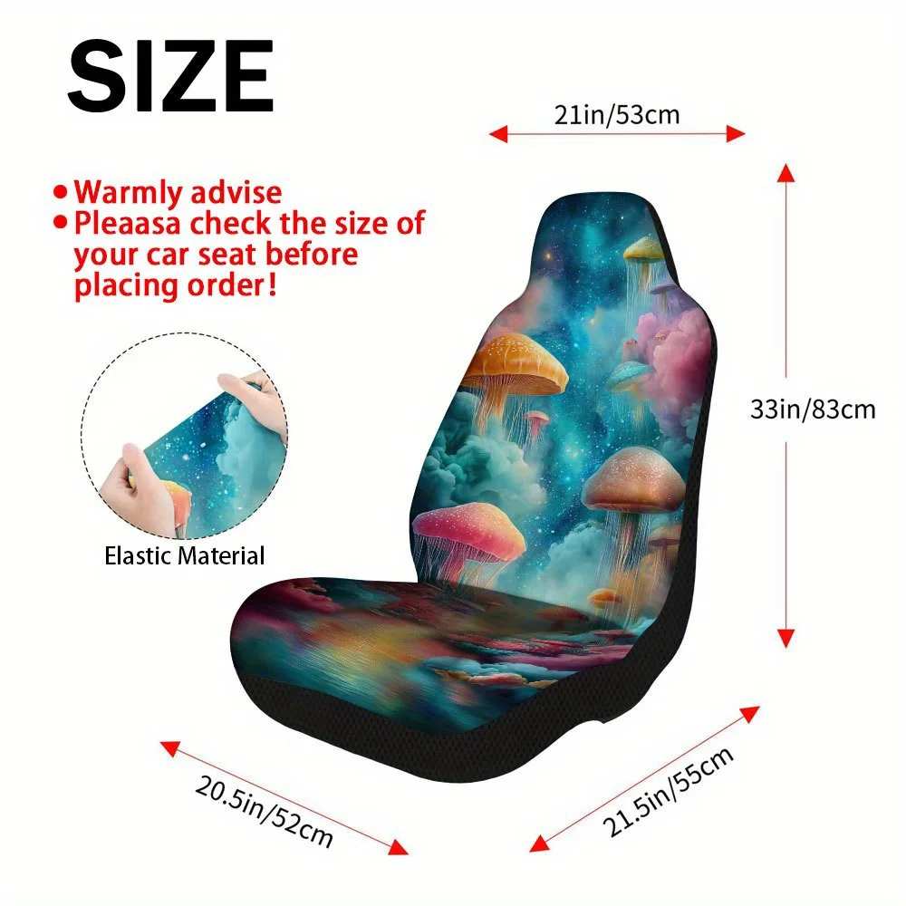 2pcs Graduation Fantasy Sky Print Car Seat Covers – Fit For Cars, Trucks, Vans, SUVs | Durable Seat Protectors | Easy Installat