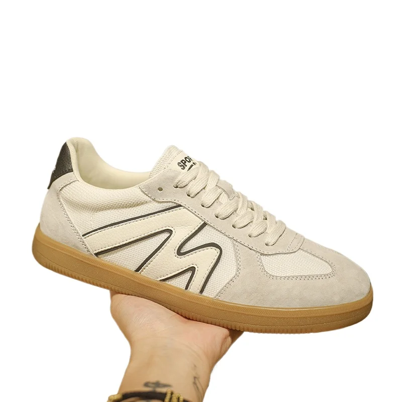 

Men's Retro German Training Shoes Casual Sneakers Comfortable Non-slip Leather Flat Shoes for Daily Wear Street Style