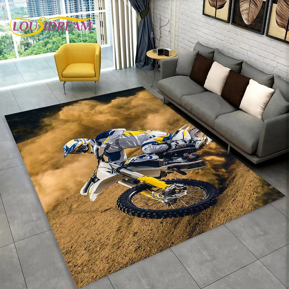 3D Motorcycle Racing Area Rug Large,Carpet Rug for Home Living Room Bedroom Sofa Doormat Decoration,Kid Play Non-slip Floor Mat