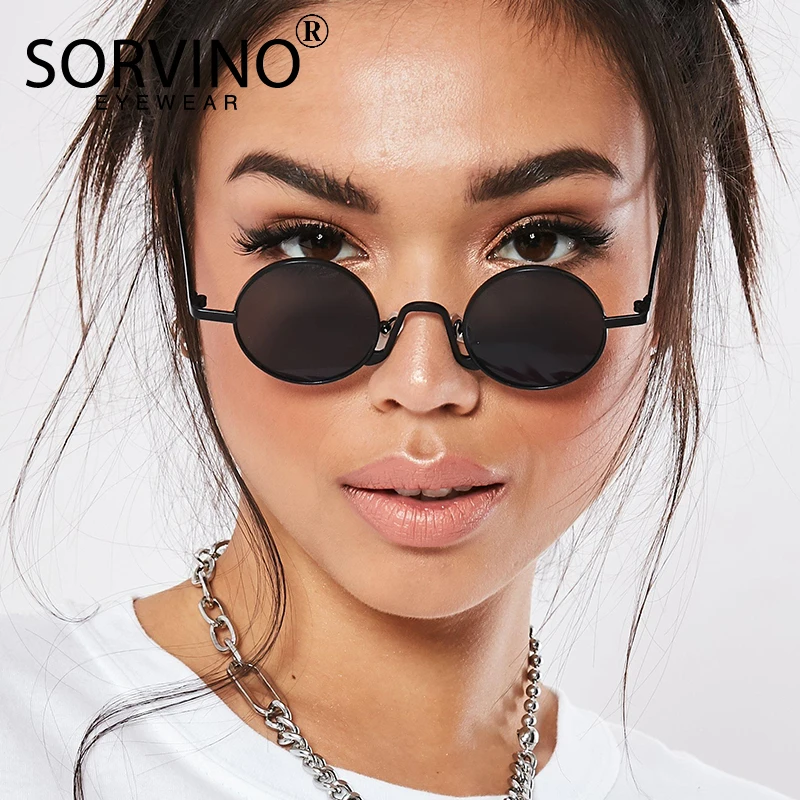 

SORVINO 2023 Retro Skinny Round Steampunk Sunglasses Men Women Brand Designer Goggles Lady Mens Circle Sun Glasses Shades SP152