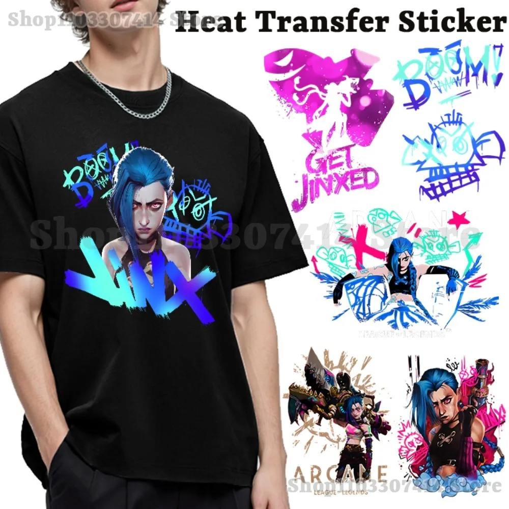 Arcane League of Legends Heat Transfer Sticker Clothes Appliques DIY Anime Decal Accessories Iron on Patches Christmas Gift 2025