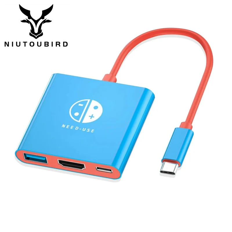 1 PC USB C to HDMI adapter with USB3.0 Port,portable TV adapter supporting 4K/30HZ dock mode,for Steam Deck/Nintendo Switch OLED