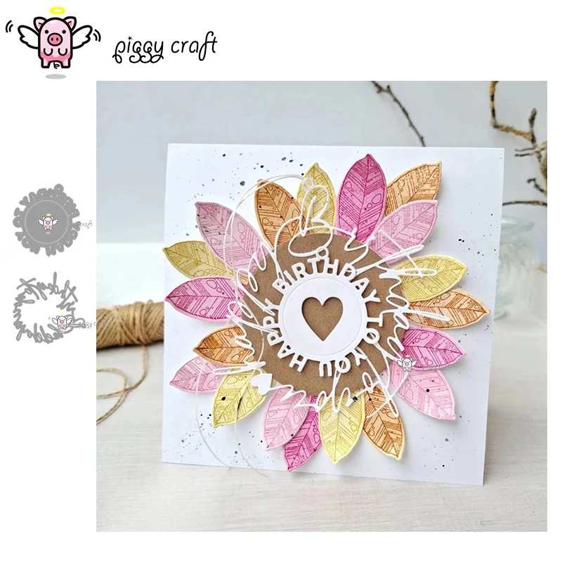 Piggy Craft Metall-Stanzformen, geschnittene Matrizenform, alles Gute zum Geburtstag, Buchstabenring, Sammelalbum, Papierhandwerk, Messerform, Klingenstanzer, Schablonen
