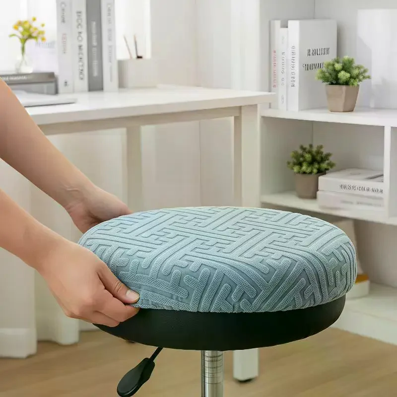 Round Stool Elastic Cushion Cover Removable Washable Dust-proof Chair Cover for Home Office Counter Bar Stool Protector