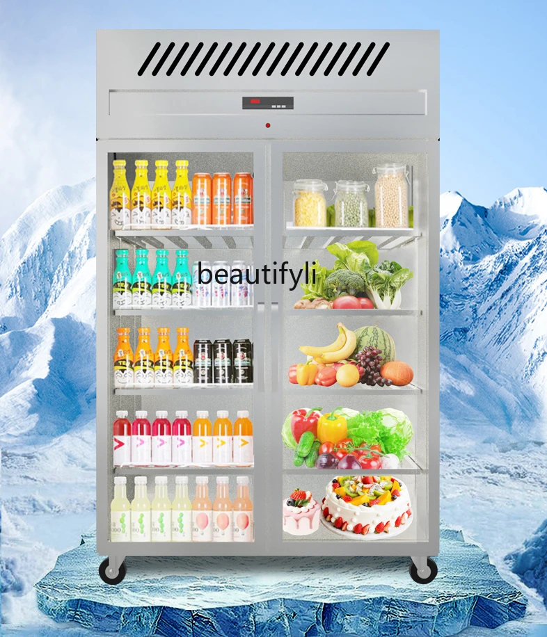 

Industrial Refrigerator Vegetables Skewers Refrigerated Cabinet Vertical Fresh-Keeping Freezer