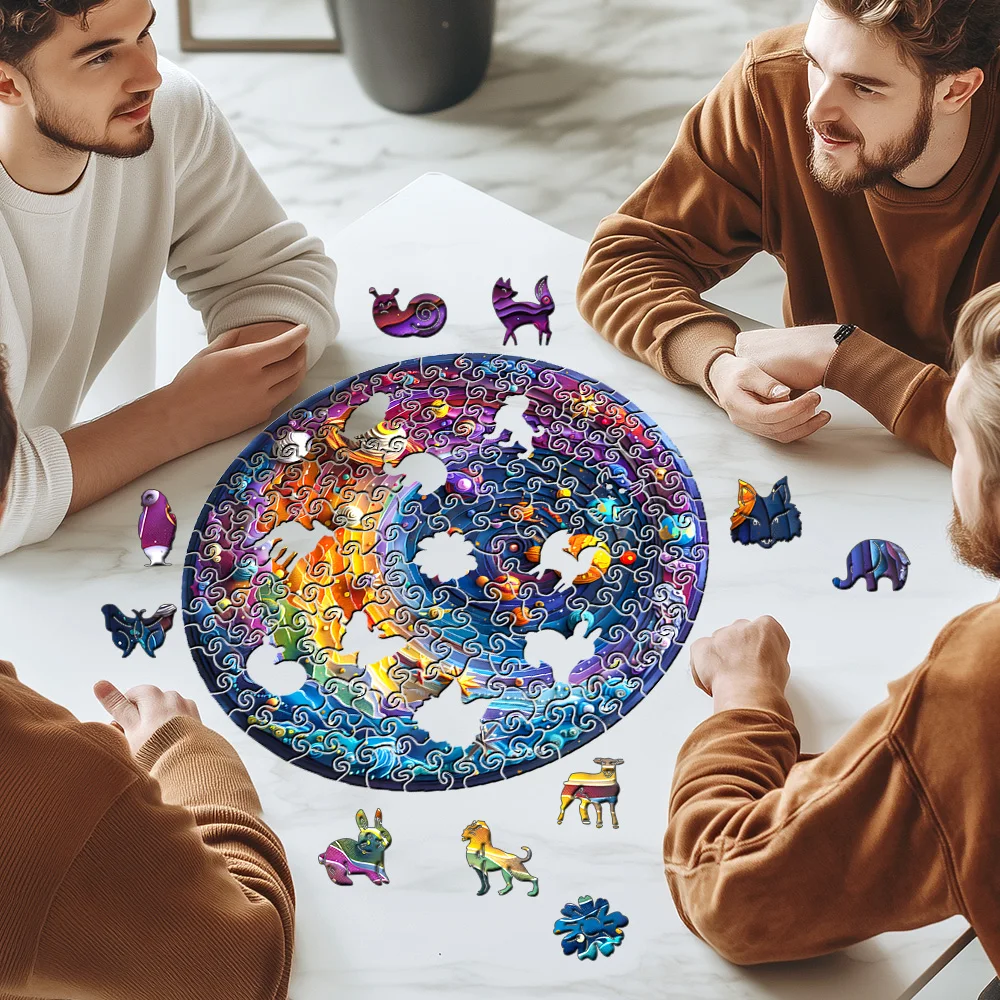 Adult wooden puzzle, space planet, irregular shaped puzzle, family game toys, the best gift for children