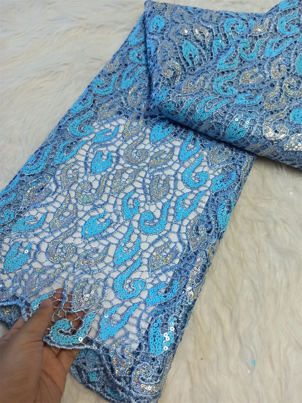 

2025 African Nigerian Embroidered Lace Tulle Fabric Guipure Sequins Luxury Wedding Dress& Bridal Gown Premium Net Cloth 5 Yards