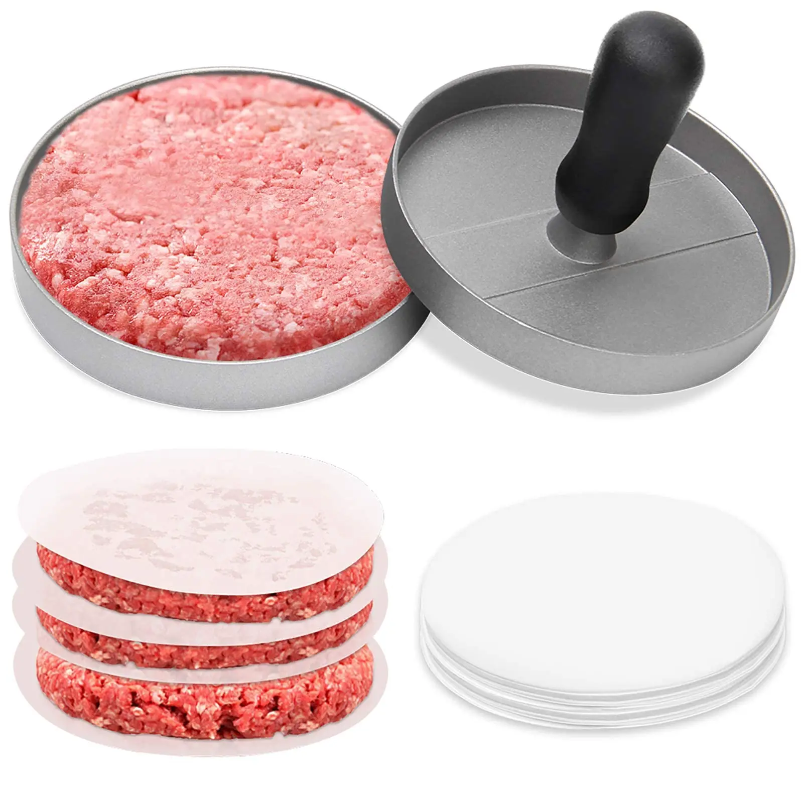 

1PC meat burger machine Non-stick meatloaf machine mold, 100pc meatloaf paper beef vegetable burger sausage kitchen utensils