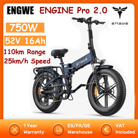 ENGWE ENGINE Pro 2.0 Electric Bicycle 250W Folding Electric Bike 20*4 inch Tire 75Nm Torque 52V 16Ah 110km Range 25km/h Speed