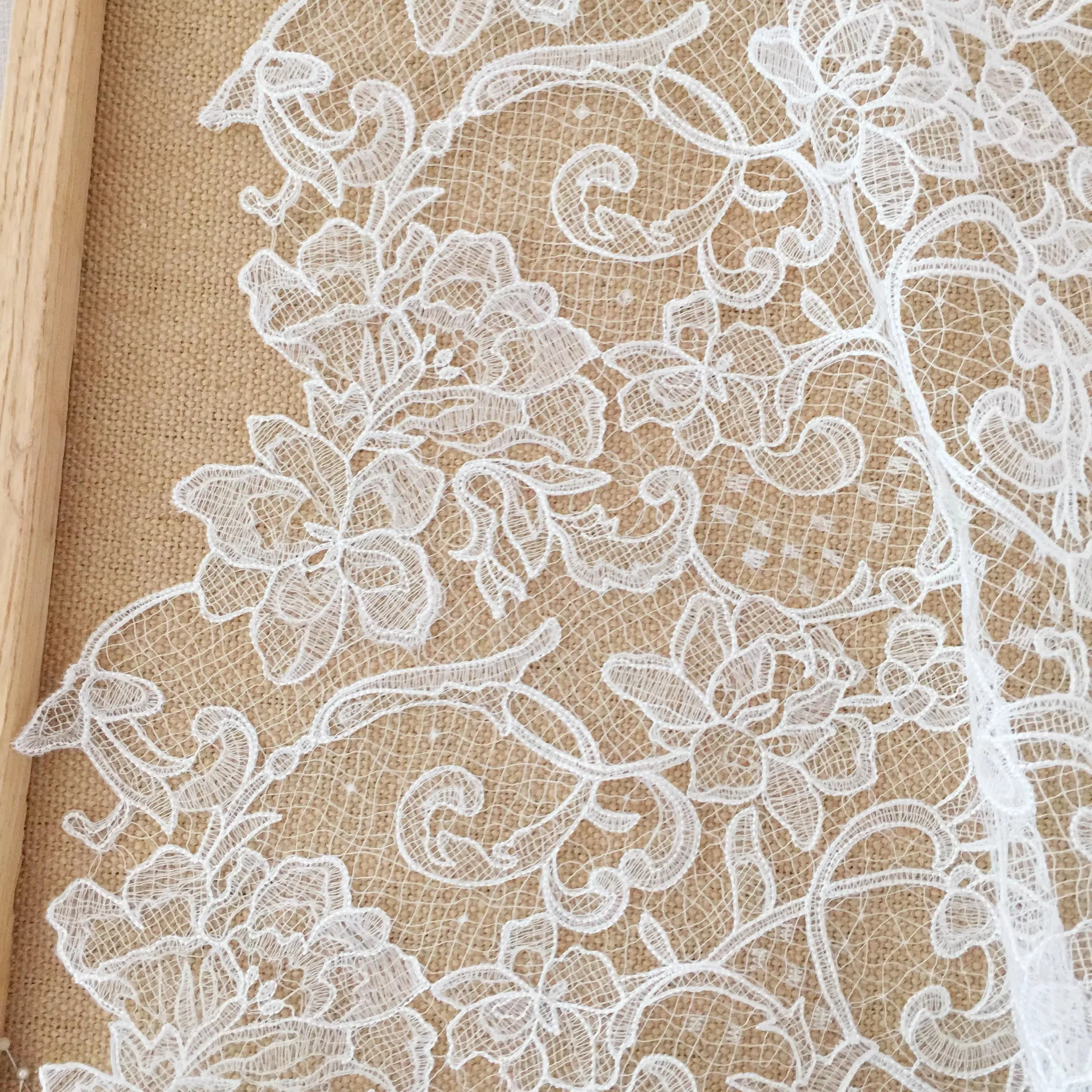 NEW Hollow Lace Fabric Off White Wedding Veil Bridal Gowns Dresses Sewing Lace Material Designer Fabric By the yard