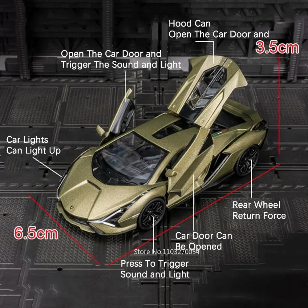 1:32 Lamborghini Sian Modell Spielzeugauto Legierung Druckguss Sportwagen Tür geöffnet Sound Licht zurückziehen Spielzeug Dekorationen Weihnachtsgeschenk