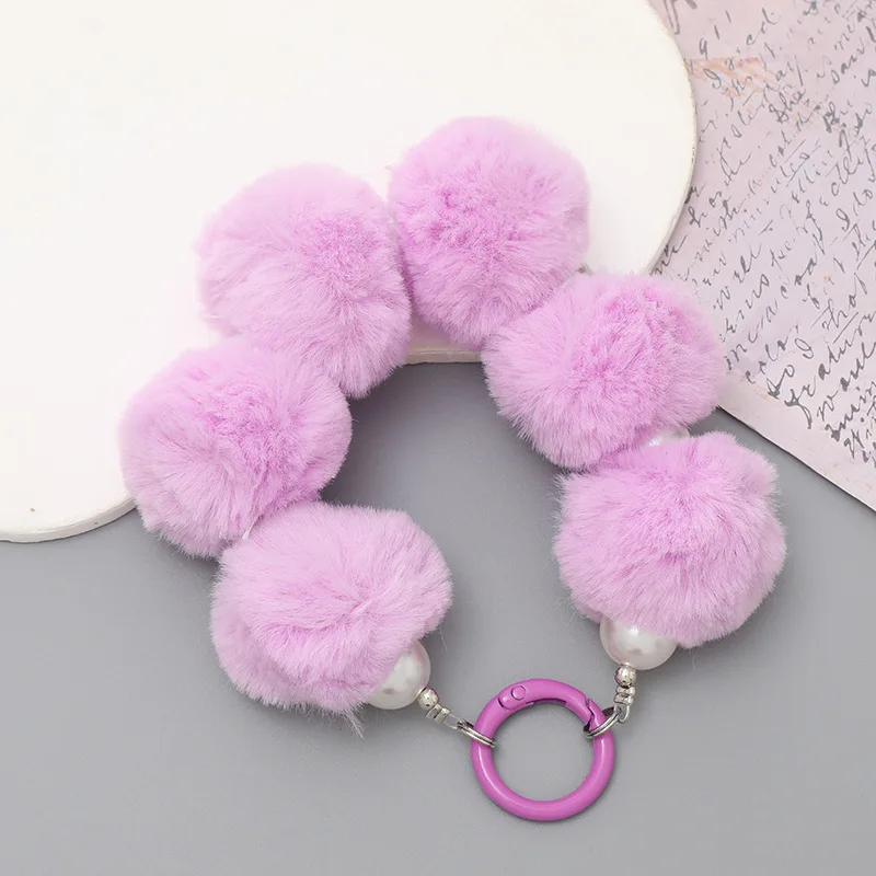 Plush Ball Handmade Beaded Mobile Phone Pendant Short Style