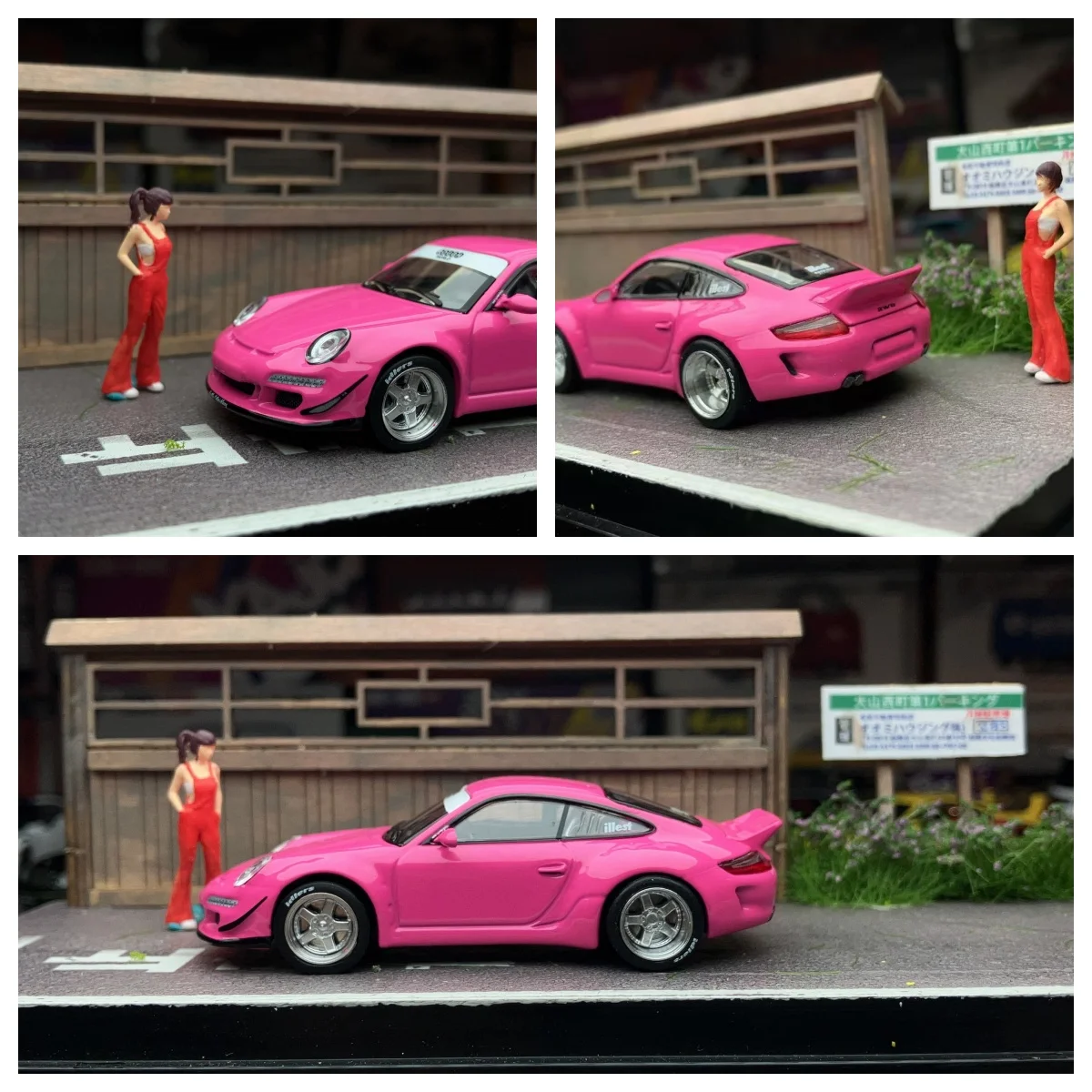 

Pop Race RWB 997 911 Carrera - Pink 1:64 Scale With Figure Diecast Car PR640202 Diecast Model Car Limited Edition