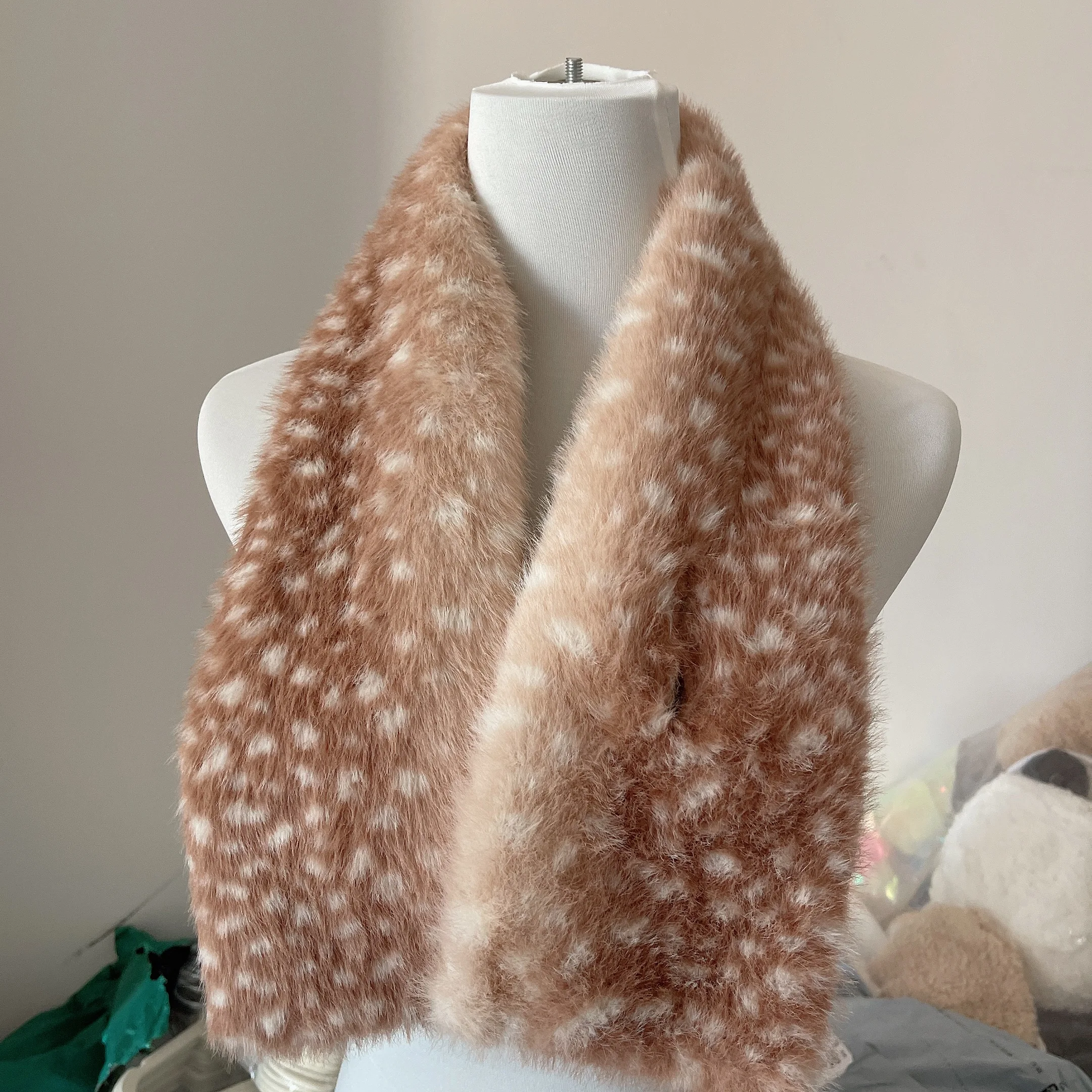 Зимний рождественский плюшевый шарф с оленями, японский теплый шарф, милая повязка для волос с рогами, милые забавные новогодние аксессуары для косплея