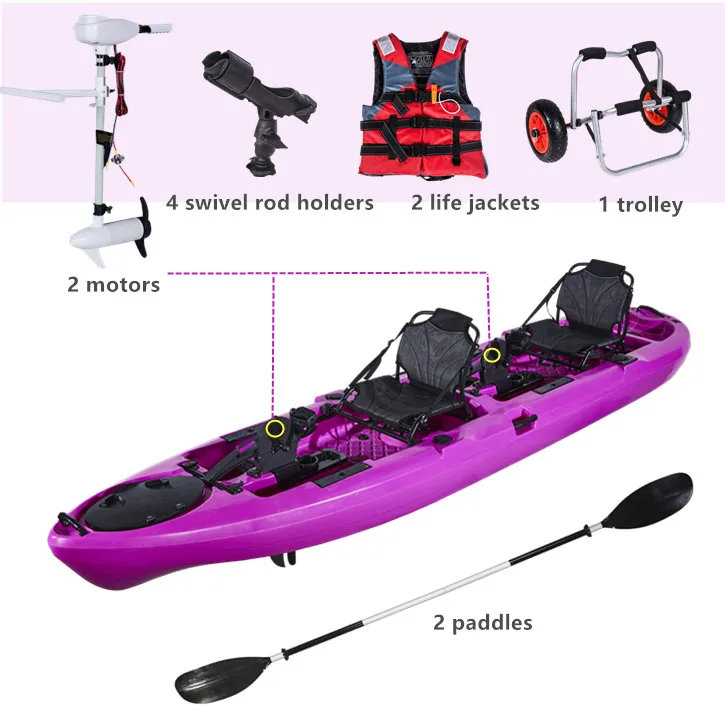 Goedkope plastic 2-persoons geen opblaasbare ontspanningskajakken vissersboot kano