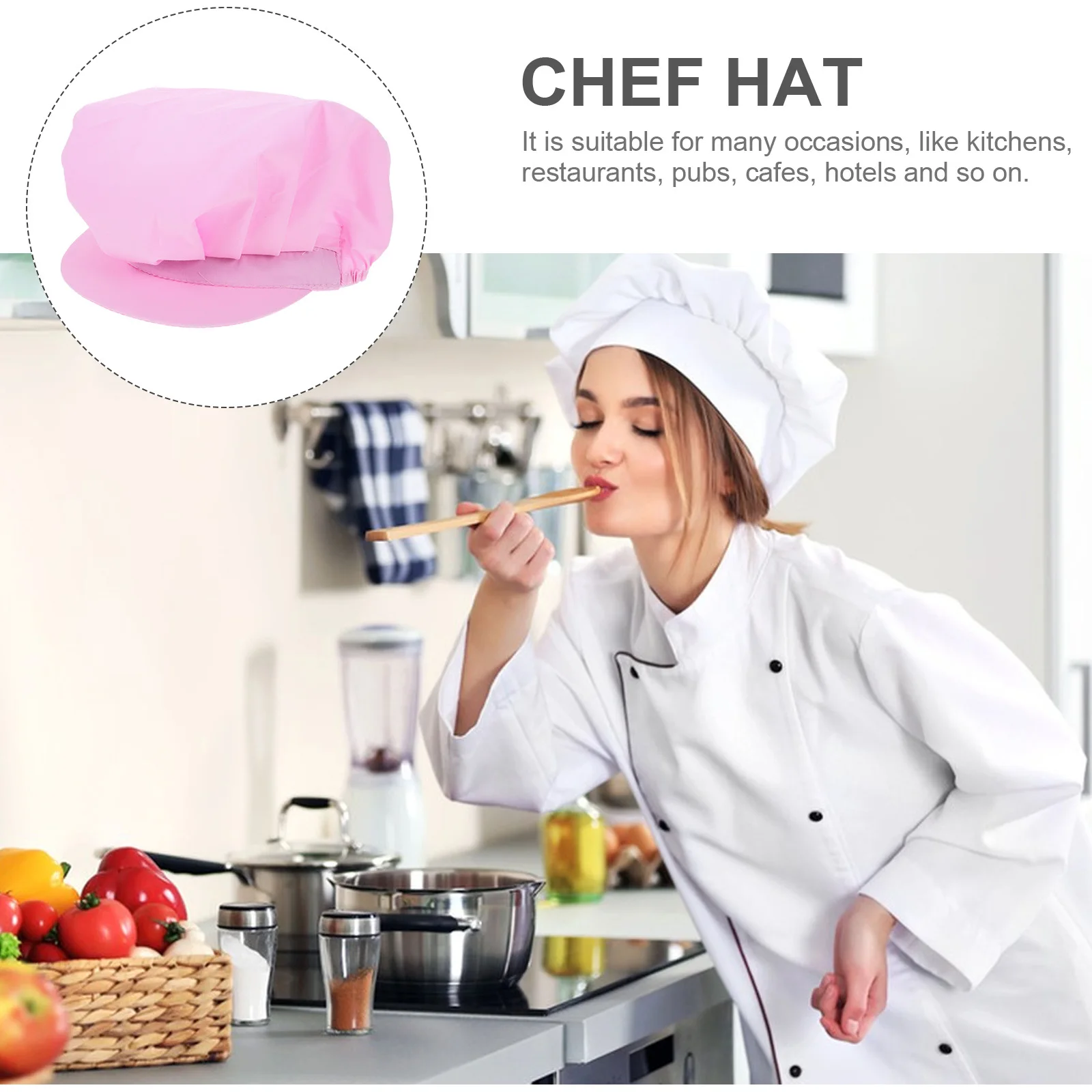 1 Stuks Chef Werken Hoed Roze Katoen Praktische Beschermkap Voor Keuken Bakkerij Restaurants Pubs Cafés Duurzaam Anti Haaruitval hoed