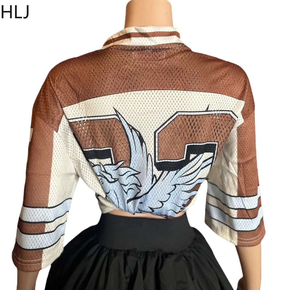 HLJ Fashion Letter Printing Loose Tshirts Two Piece Sets Women V Neck Short Sleeve Basketaball Top and Mini Puffy Skirts Outfits