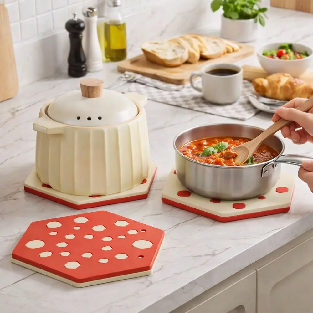 

Heat-resistant Silicone Insulation Pad Non-Slip Anti-scalding Oil-Resistant Place Mat Stackable Stable Cup Mat Home Organizer