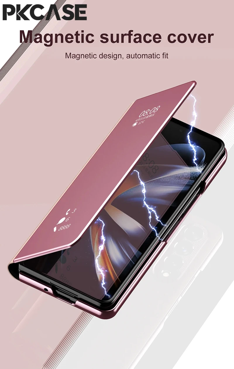 PKCASE Smart Mirror Flip Handyhülle für Samsung Galaxy Z Fold 8 Ultra Z Fold 7 Z Fold 6 Z Fold 5 Z Fold 4 Z Fold 3 Lederhülle – Detail 8