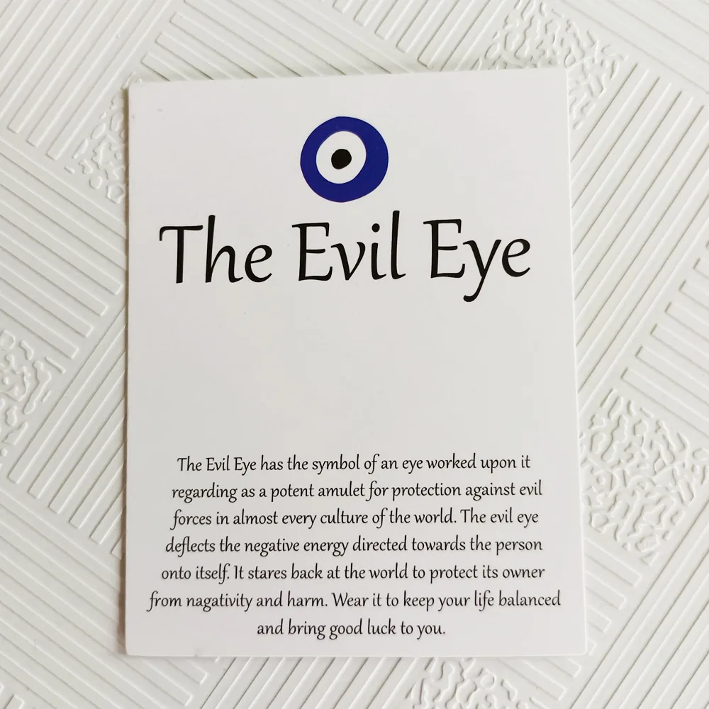 100pc Handmade Love The Evil Eye White Design Packaging Card Paper Make A Wish Lucky Friendship Bracelet Card Jewelry