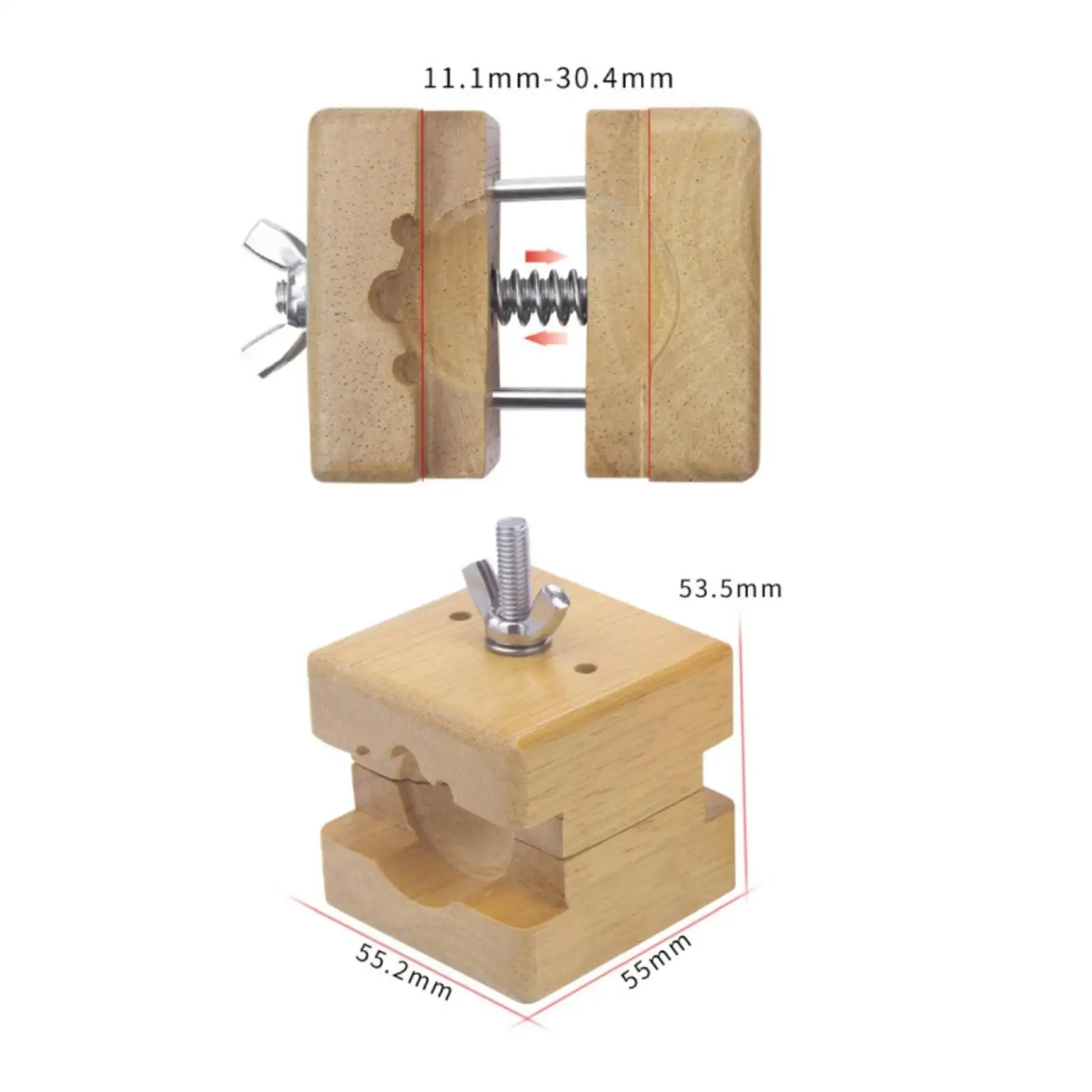 Watch Case Repair Clamp Wooden Adjustable Holder for Watchmaker Equipment Protects Timepiece Exterior During Servicing Work