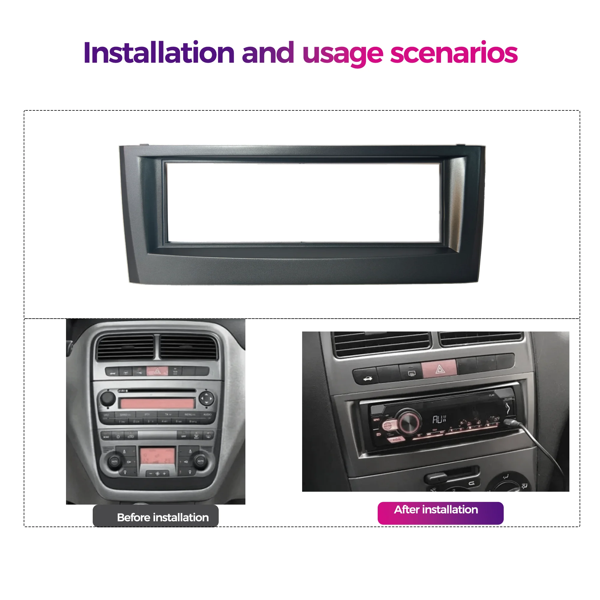 1Din Car Radio Fascia Frame For FIAT PUNTO LINEA 2005 2006 2007 Stereo Dash CD Trim Installation Single  Din Frame Kit Panel