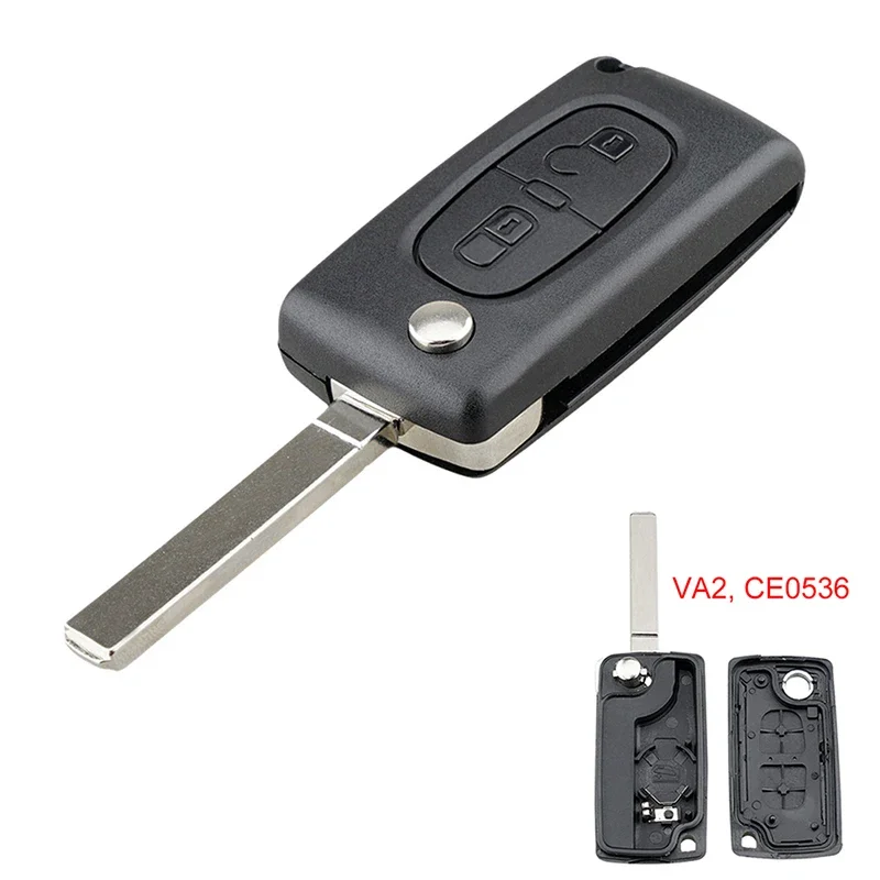 2-przyciskowy pilot zdalnego sterowania VA2 Czarny CE0536 Zamiennik do Citroen Berlingo 2009 2010 2111-2016 Floding Key Shell