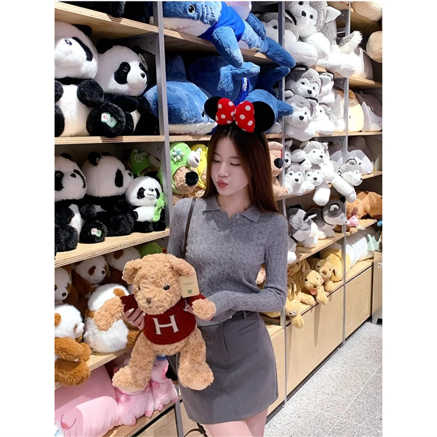 

Pullovers Womens With Zipper Logo Autumn Ruched Side Drawstring Adjustable Length Sweater Crew Neck Long Sleeve Cinched Waist Bf