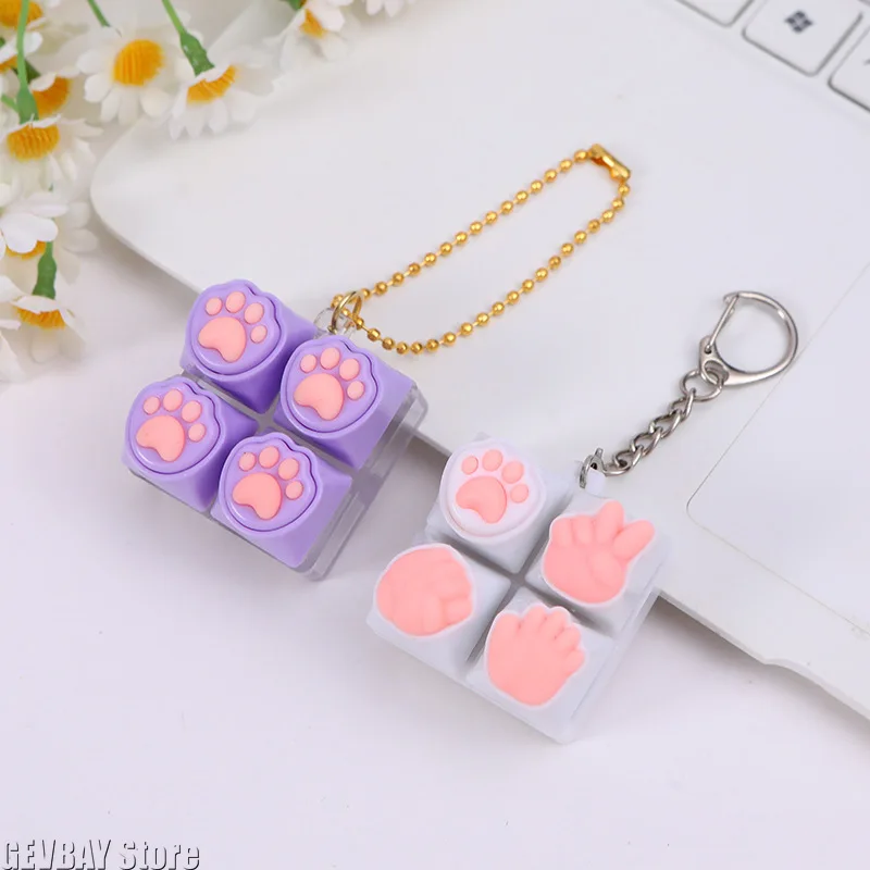 Cat's Claw Keychain Decompression Toy Silicone Material Mechanical Keyboard Button Pinch Keycaps for Mice Keyboards Accessories
