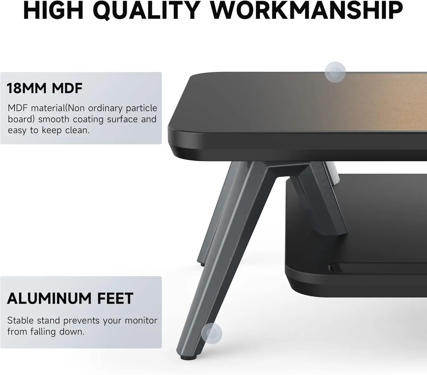 Dual Monitor Stand, Monitor Stands Riser For 2 Monitors, 42.5 H Wood Desk Shelf With Storage Organizer And Cable Management For