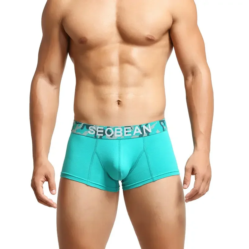 

Мужские шорты-боксеры с U-образной сумкой, хлопковое дышащее удобное модное нижнее белье, всесезонные мягкие эластичные плавки
