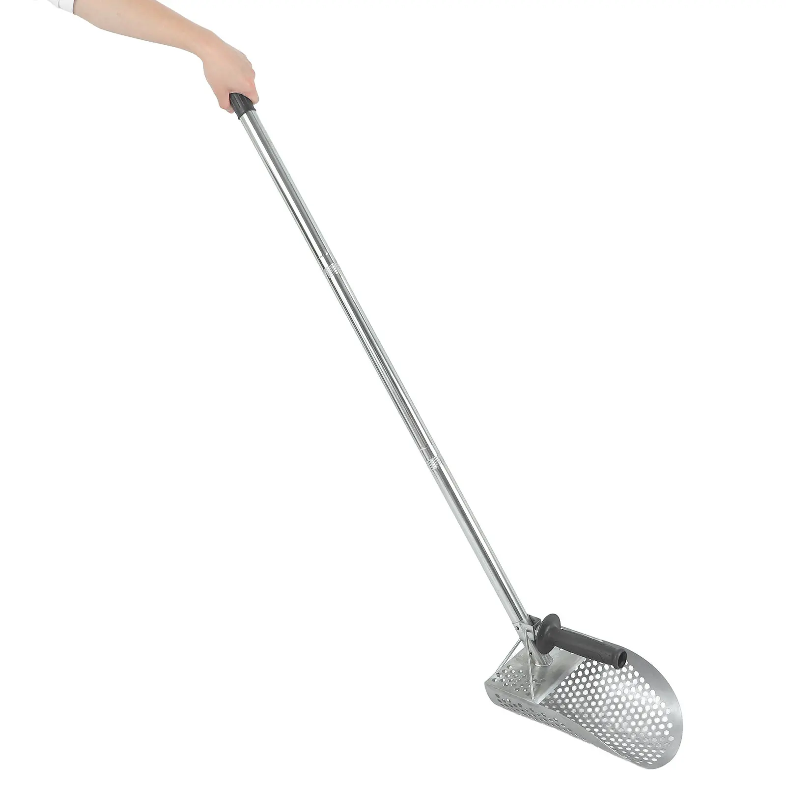 Metal Detecting Beach Scoop Kit Stainless Steel Sand Sifter Shovel with 45.5 Inch Ergonomic Handle for Beach Hunting Treasure