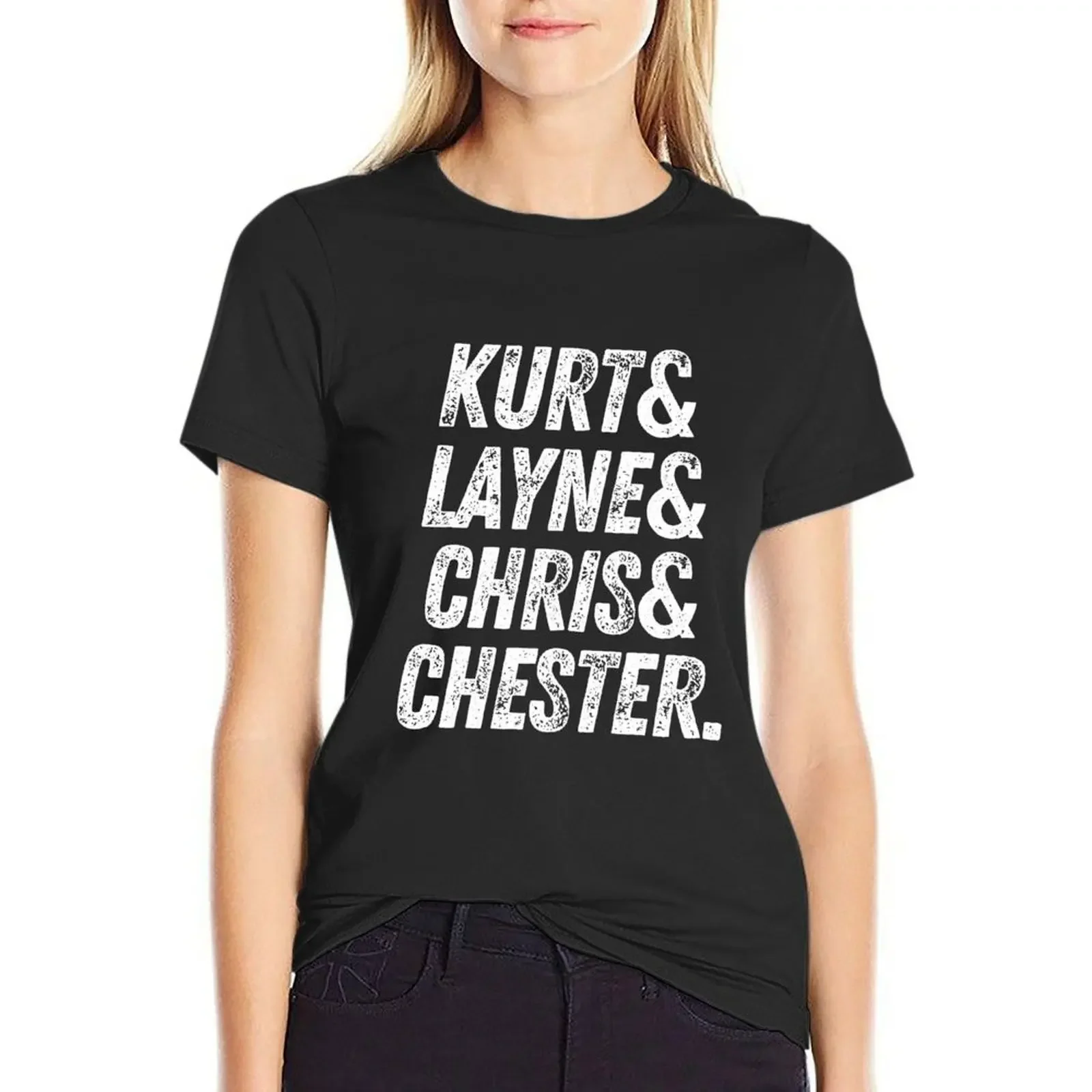 

Lost Legends List Kurt, Layne, Chris and Chester T-Shirt kawaii clothes tops vintage cute tops western t-shirt dress for Women