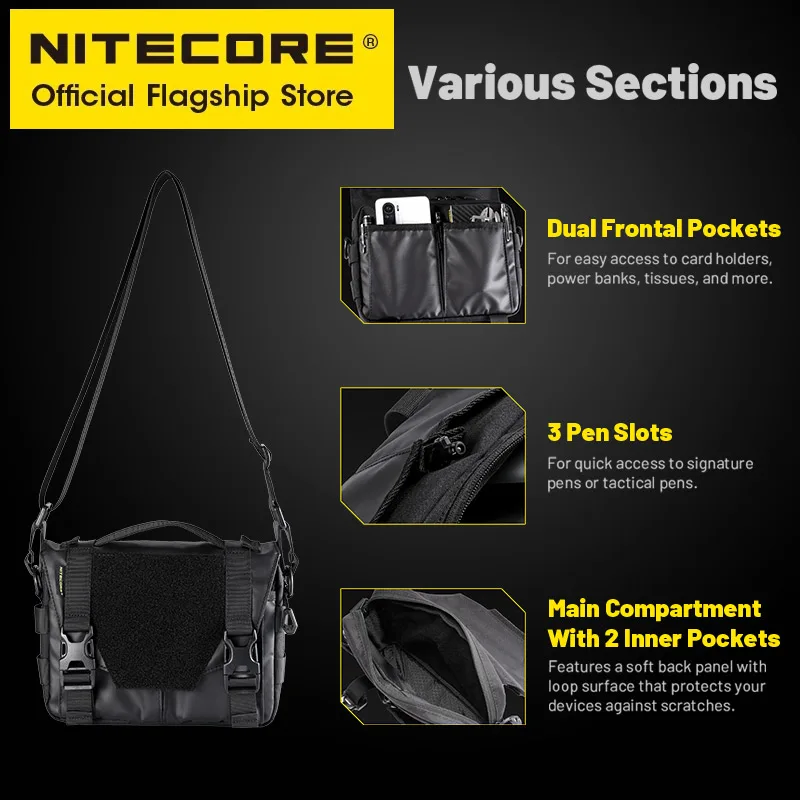 NITECORE SLB05 Commute Sling Bag Handbag Functional Tactical Chest Bags Shoulder Crossbody Bag Functional For iphone Xiaomi