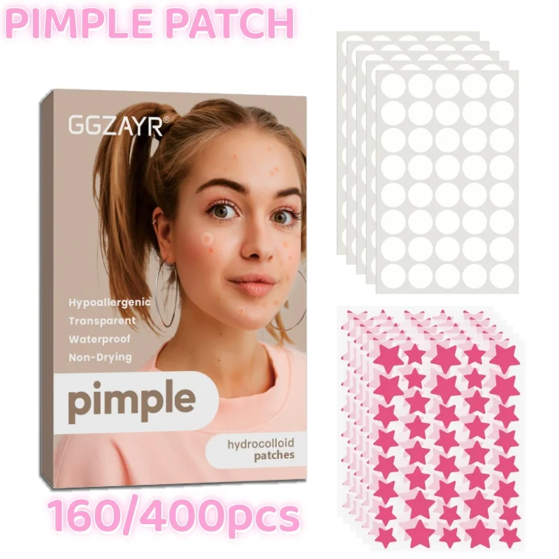 

160/400pcs Red Star Acne Patch Set – Star & Round Hydrocolloid Blemish Covers, Deep-Cleansing, Safe for All Skin Types