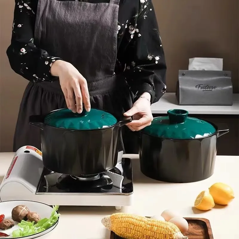 Large size multi-color cooker round stone tool casserole mini ceramic cocoon hot pot casserole with lid