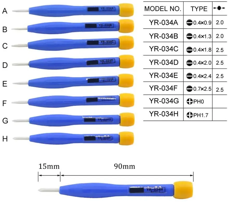 Le tournevis plat céramique YR-034A 0.4x0.9 une solution précise pour les réparations électroniques de haute finesse