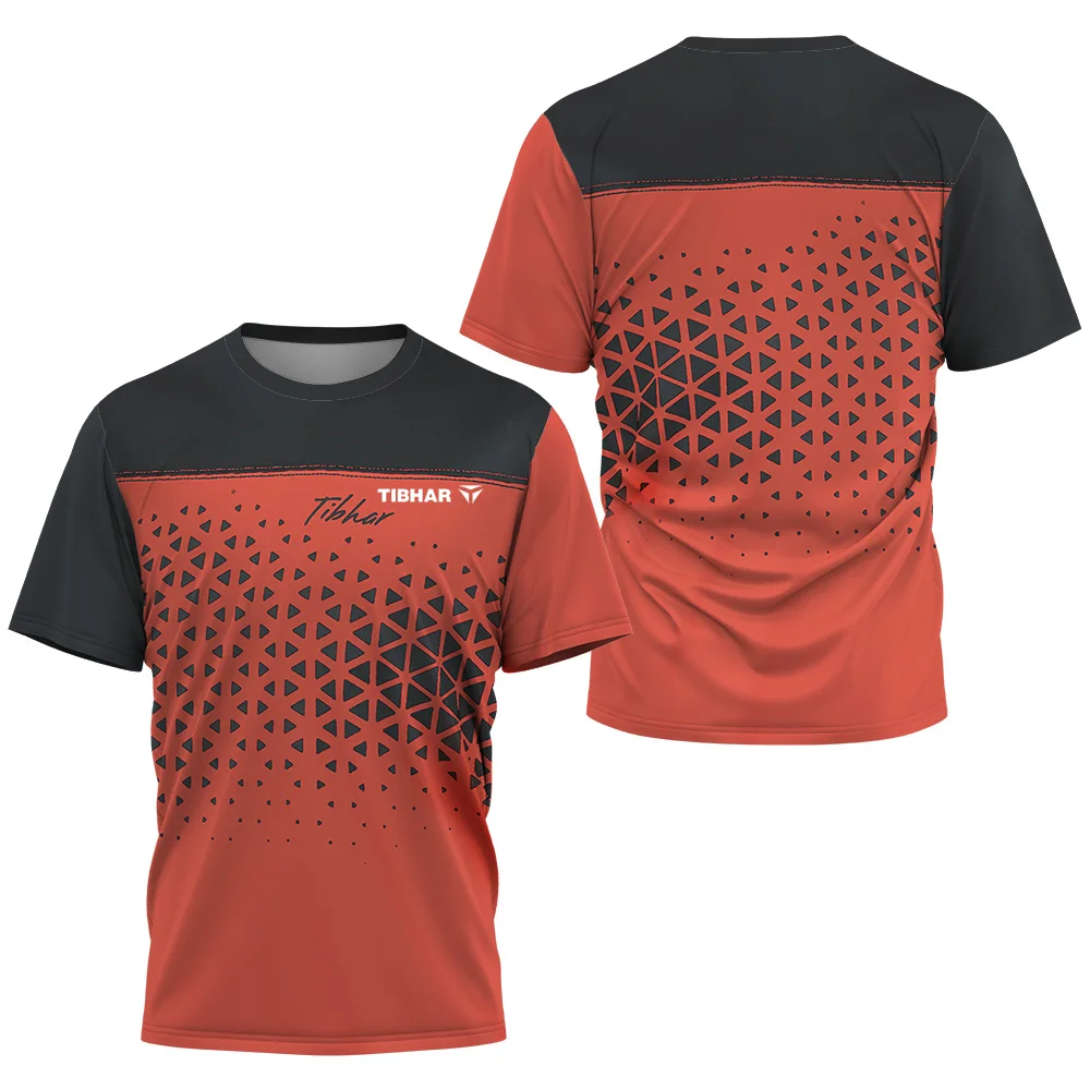 2024 Dreieck Fragment Herren Tischtennis T-Shirt Herren Badminton Tennis T-Shirt Herren Schnelltrocknend Atmungsaktiv Kurzarm