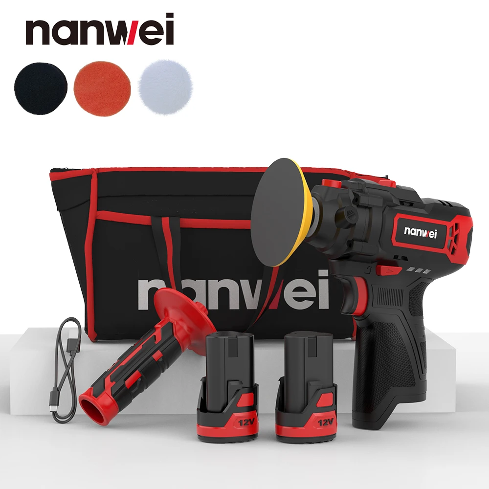 Nanwei 12V Car Polishing Machine Wireless Waxing God Mini Polishing Locomotive Paint Scratches Sponge Polishing Machine