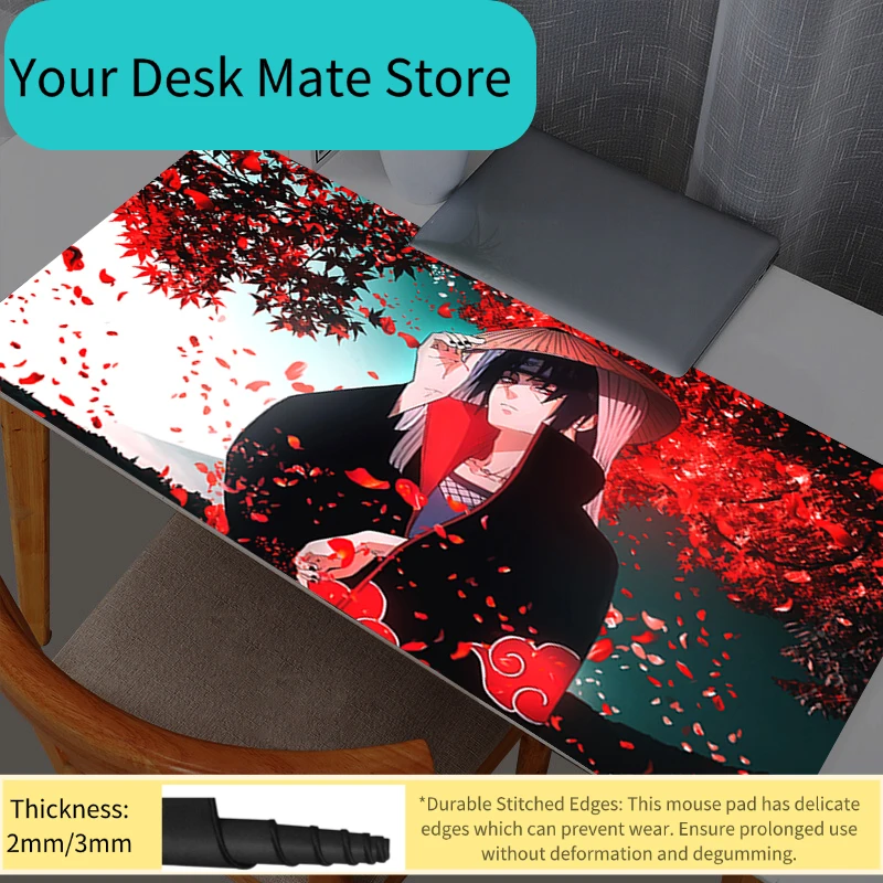 Naruto Itachi Uchiha Mouse Pad Large Rubber Mouse pad PC Computer Gaming Accessories Mousepad Desk Mat Locking Edge Gamer Carpet
