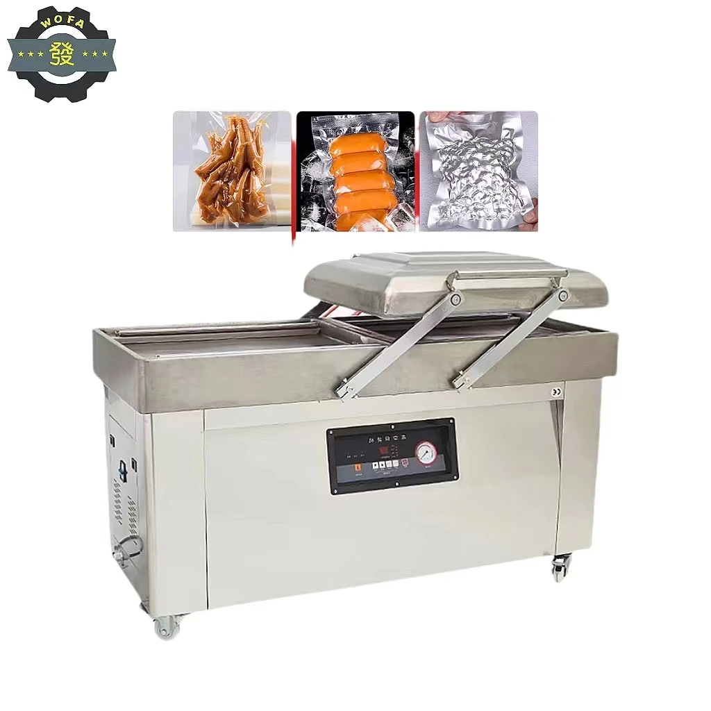 

DZQ-600 Double Chamber Automatic Industrial Vacuum Sealer Machine Stainless Steel Bear-compliant for Food Commodity Sealed Bags