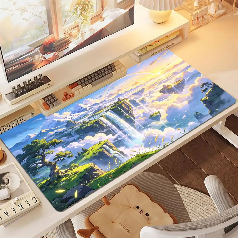 Tropical Beach Ocean Table Mat Large Size Non Slip Rubber Base Smooth Cloth Surface For Fresh Office Gaming