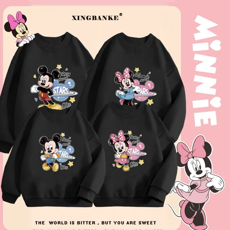 

2026 Fall Winter 100% Cotton Mickey Minnie Family Matching Hoodies - Coats for Family of 3/4 Mother-Daughter Casual Anime Merch