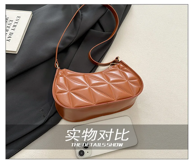Retro Casual Frauen Totes Schulter Taschen Mini Mode Weibliche Unterarm Einkaufstasche Weibliche Leder Einfarbig Handtasche für Frauen – Detail 9