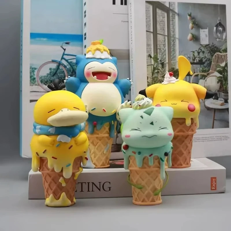 Pokemon Ice Cream Series Anime Figures Pikachu Gengar Slowpoke Bulbasaur Psyduck Cartoon Action Figures Model Doll Toys Gifts