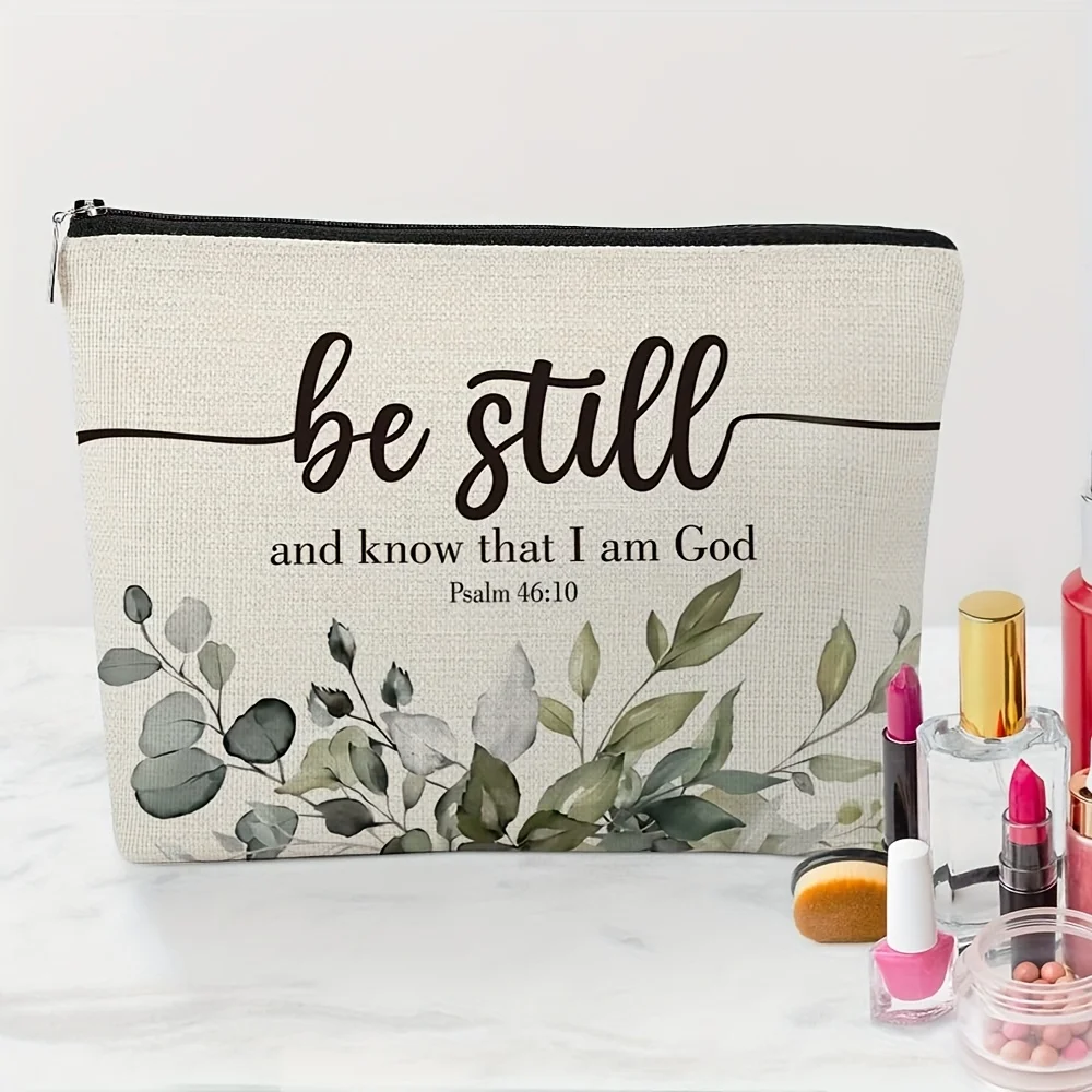 

Christian Inspirational Makeup Bag 'be Still & Know I Am God' Zippered Cosmetic Pouch for Women Travel Bags Friend Gifts